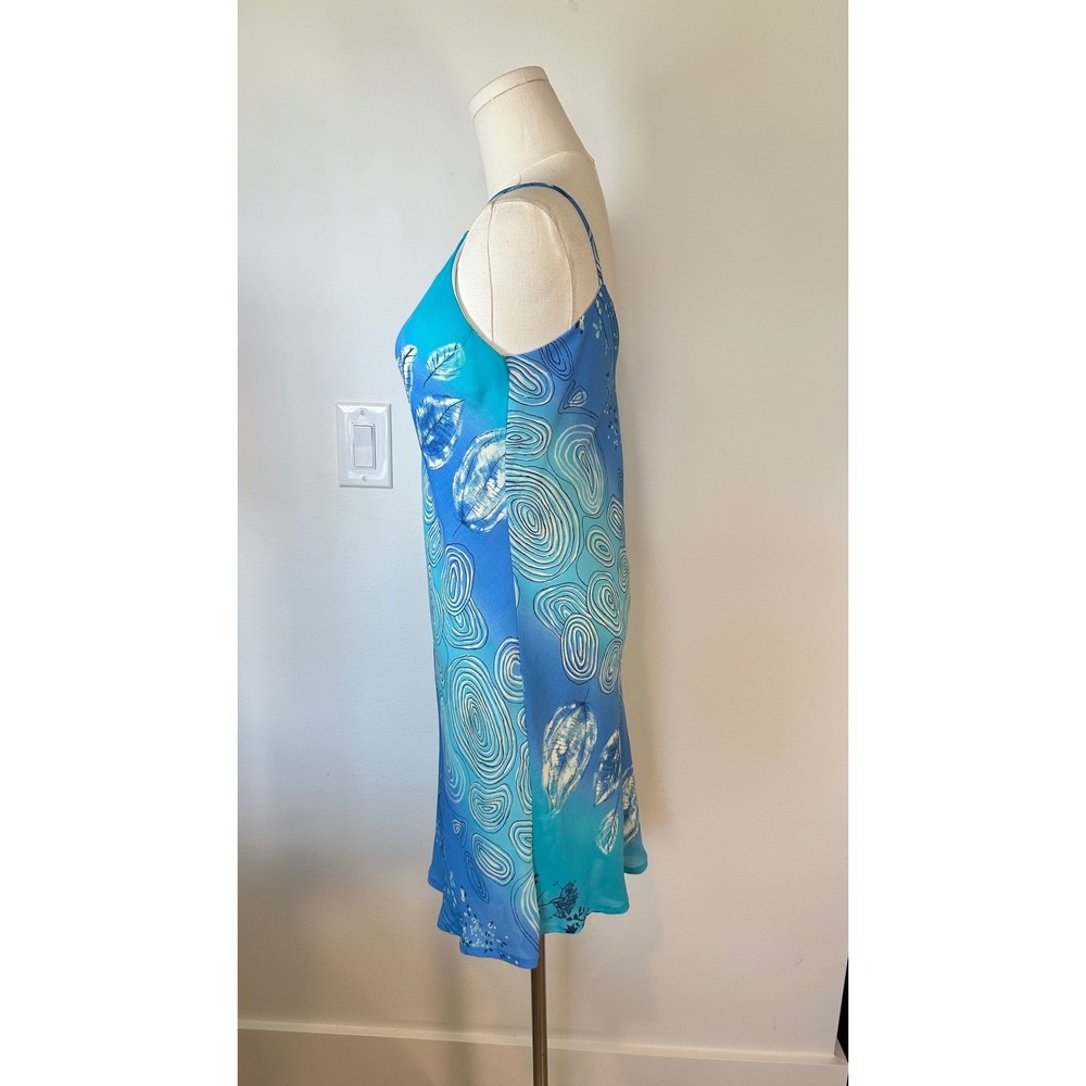 Lapis Y2K String Aqua Slip Satin Dress Whimsical Medium Blue Chiffon Dopamine - Picture 3 of 10